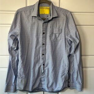 Descendant of Thieves LG Men's Blue White Stripes Long Sleeve Button Up‎ Shirt